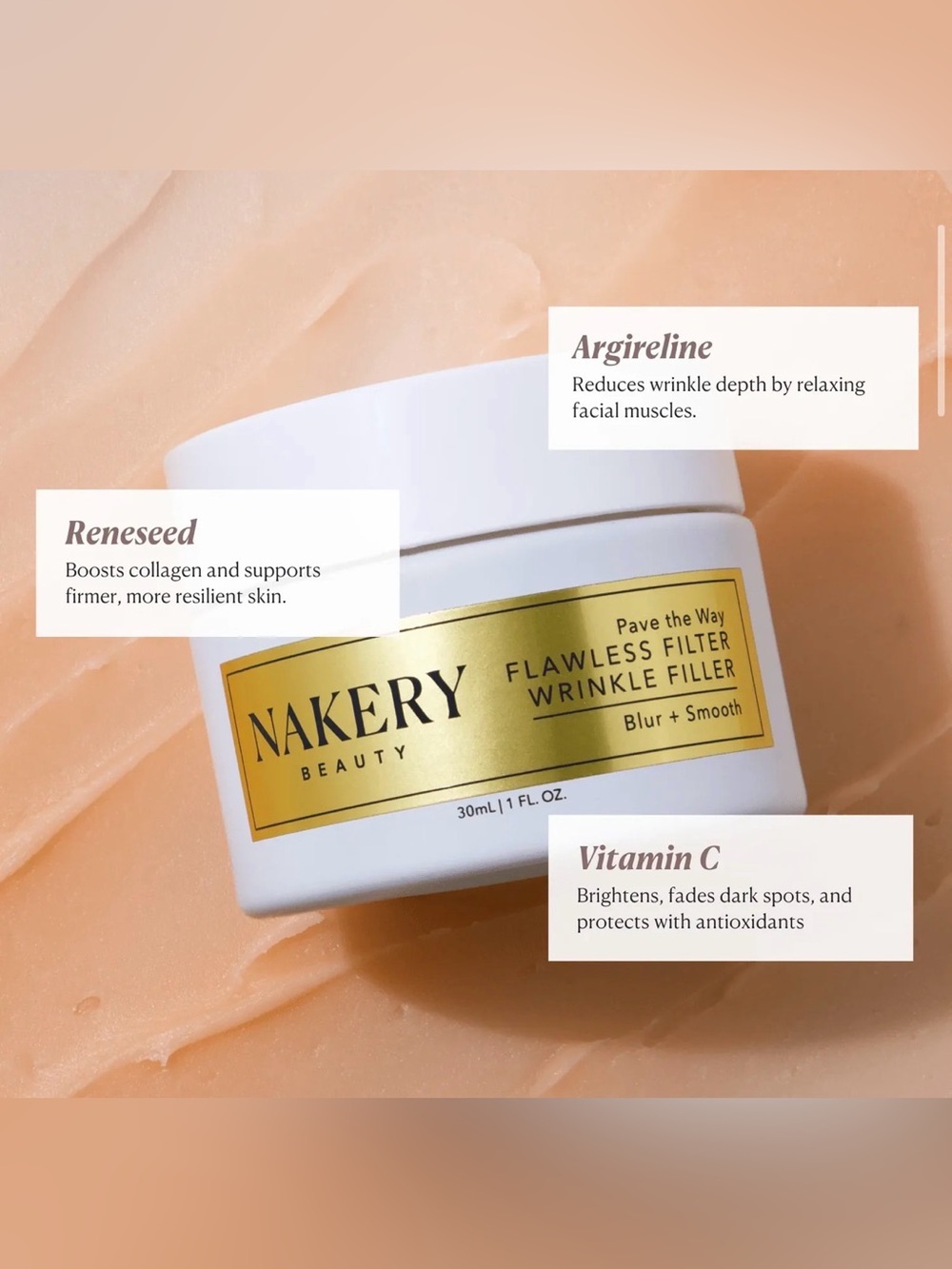 Nakery Beauty Flawless Filter Wrinkle Filler Moisturizer - White & Gold